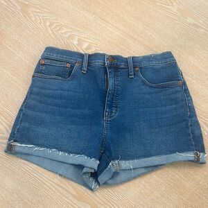 Madewell Blue Jean Shorts Distressed Raw Hem